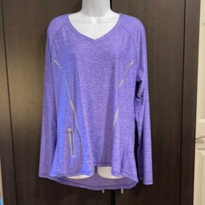 Avia Women’s Running/Athletic Shirt Purple Long-Sleeved Reflective XL